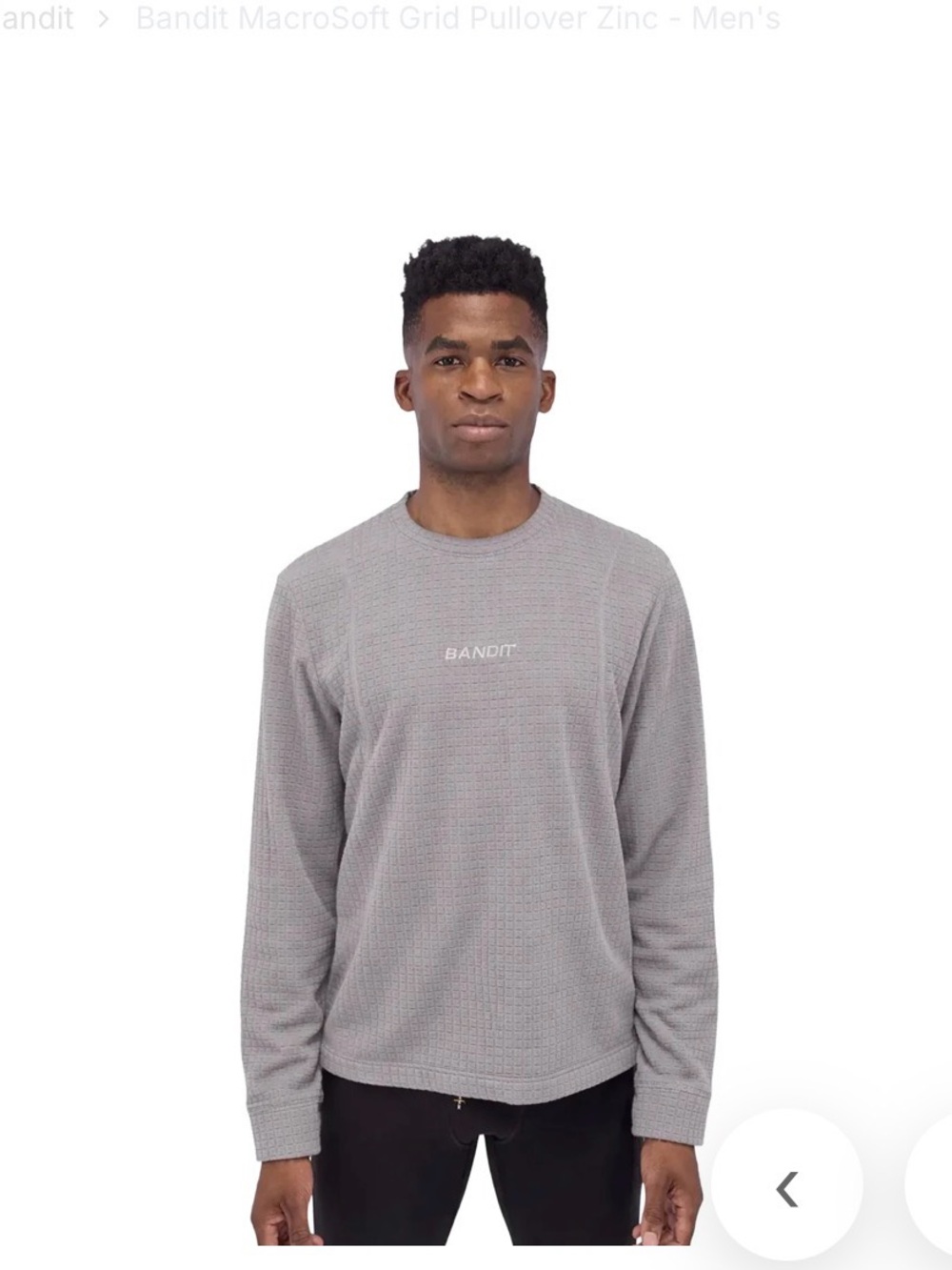 Bandit running macrosoft Waffle Knit grid  pullover Sweater in Zinc • large